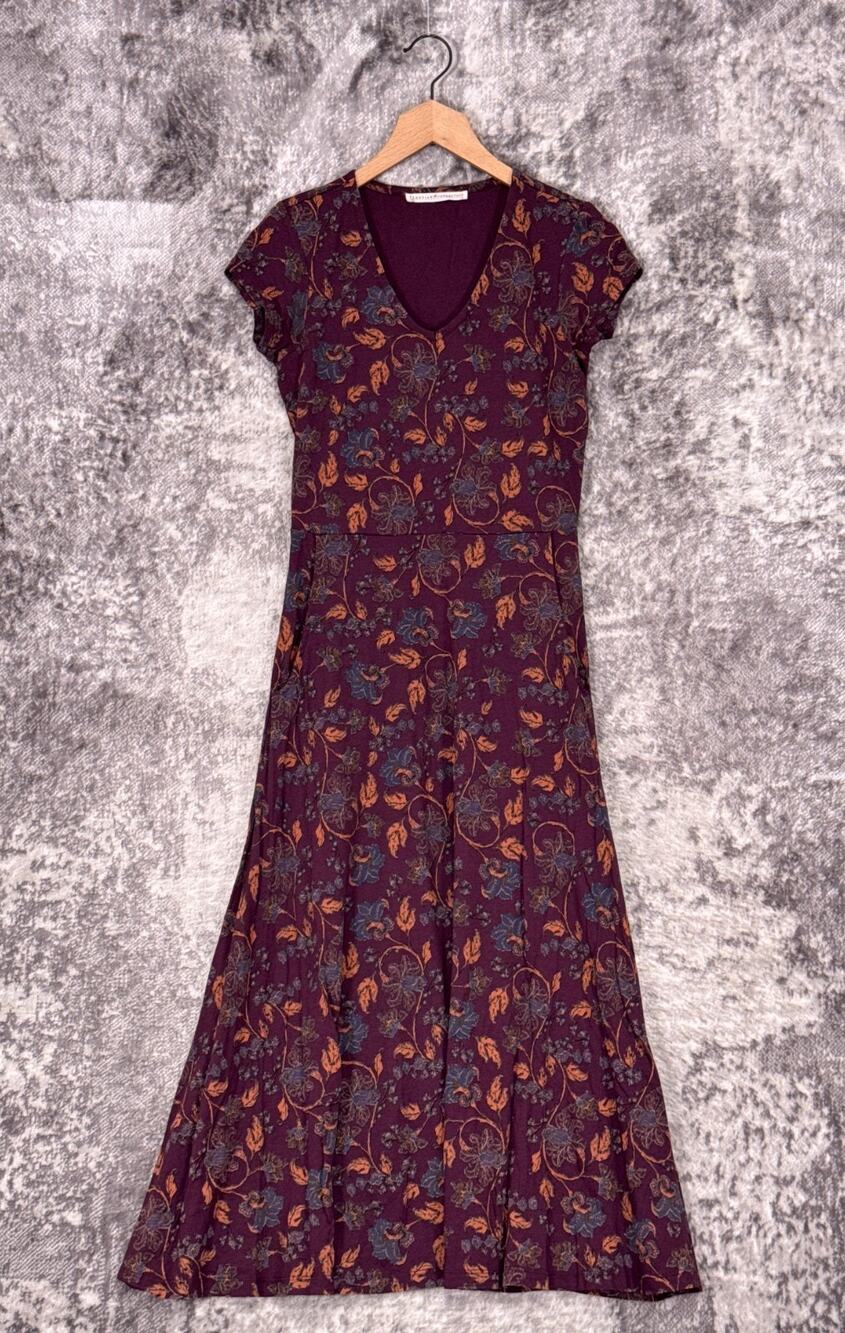 Peruvian Connection Dress XS Womens Floral Pima Cotton Jersey A Line Maxi